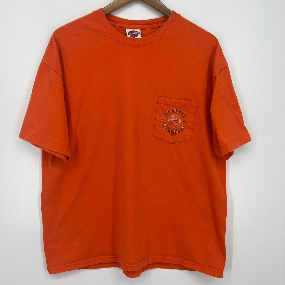 Harley-Davidson T-Shirt Men's XL Orange Jamestown California Vintage USA 1998